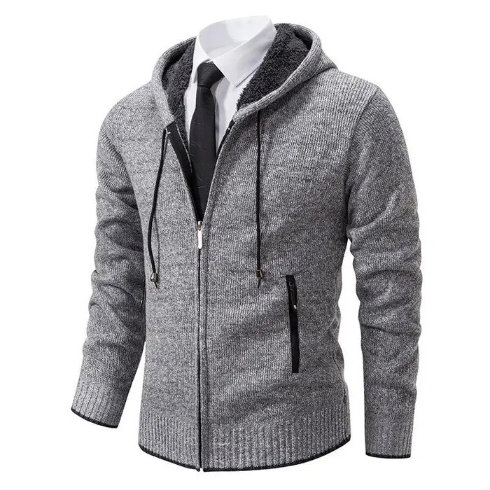 Maglioni Lavorati a Maglia da Uomo Autunnali e Invernali Nuovi Trendy Vellutati Ispessiti Cardigan da Uomo Maglioni Larghi Casual Giubbotti con Cappuccio da Uomo 3XL