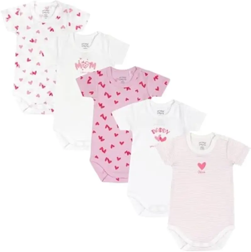 Chicco Body Neonato e Neonata, Set di 5 Body a Maniche Corte 100% Cotone, Unisex Bambino e Bambina 0