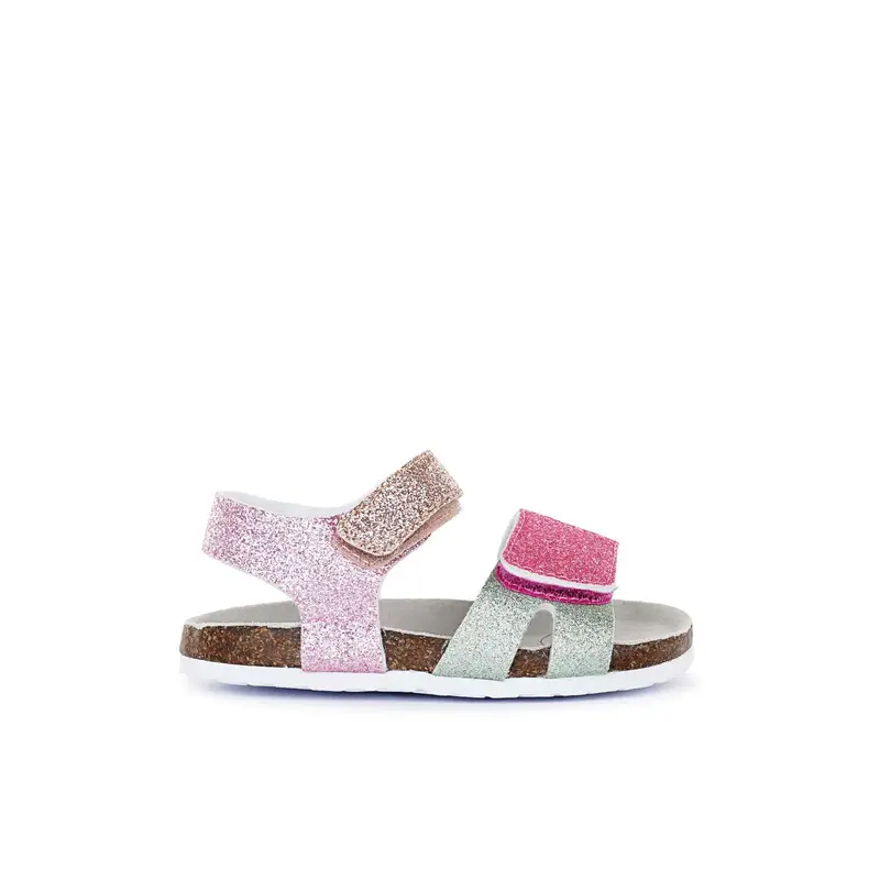 CHICCO Sandali rosa da bambina con fondo effetto sughero e glitter