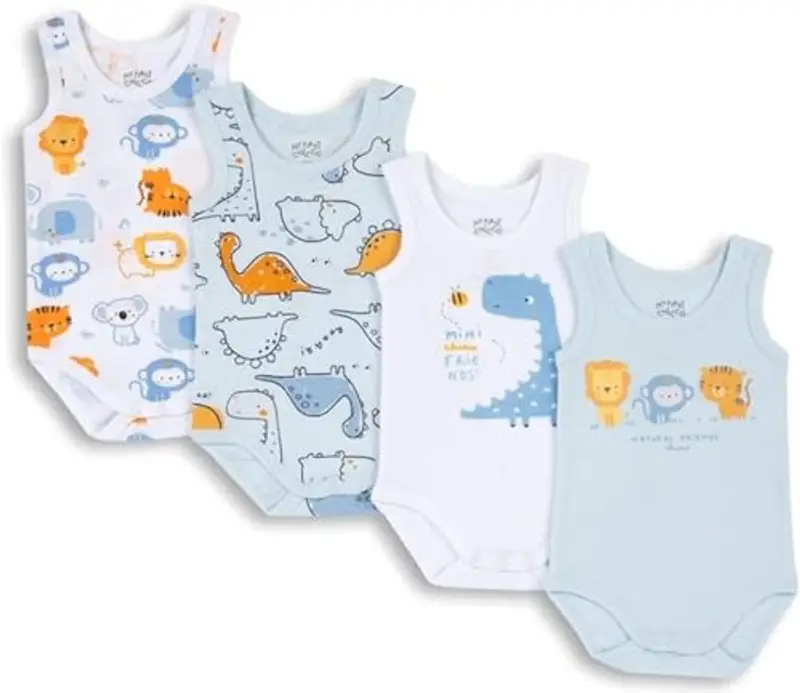 Chicco Set Body Cotone Unisex Senza Maniche Bimbi 0-24 - Azzurro 18 Mesi