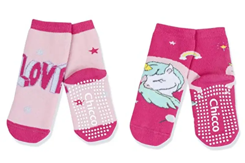 Chicco Set Calze Antiscivolo in Cotone, Calze Neonato e Neonata, Designed in Italy