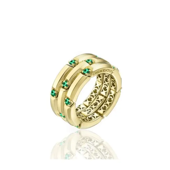 CHIMENTO Anello In Oro Giallo Con Smeraldi