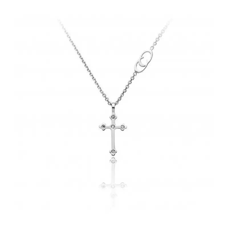 CHIMENTO Pendenti Con Catena Oro Bianco Con Brillanti Bianchi