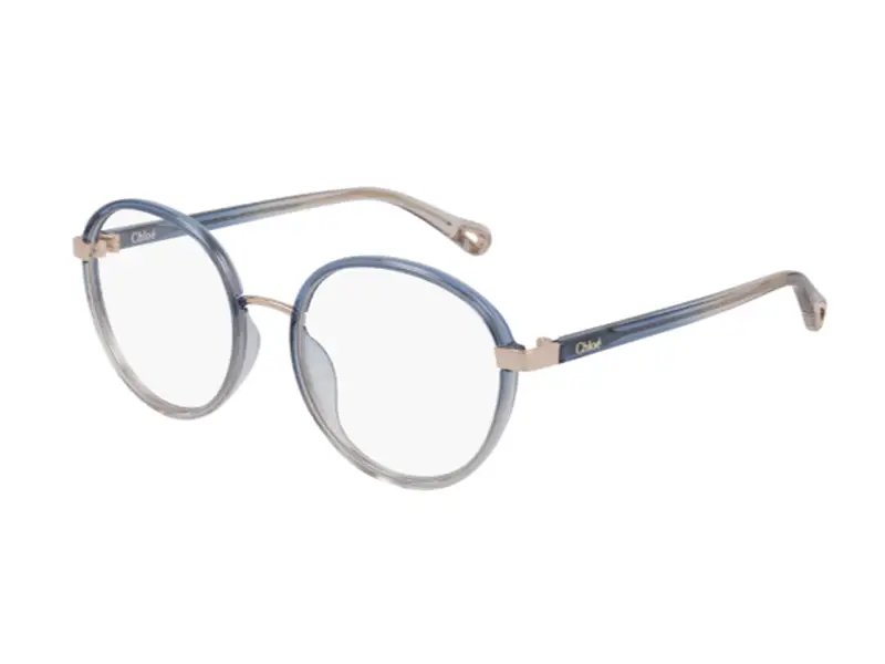 Chloé Donna CH0033O 004 Montature da vista Iniettato Blu Trasparente Rotonda