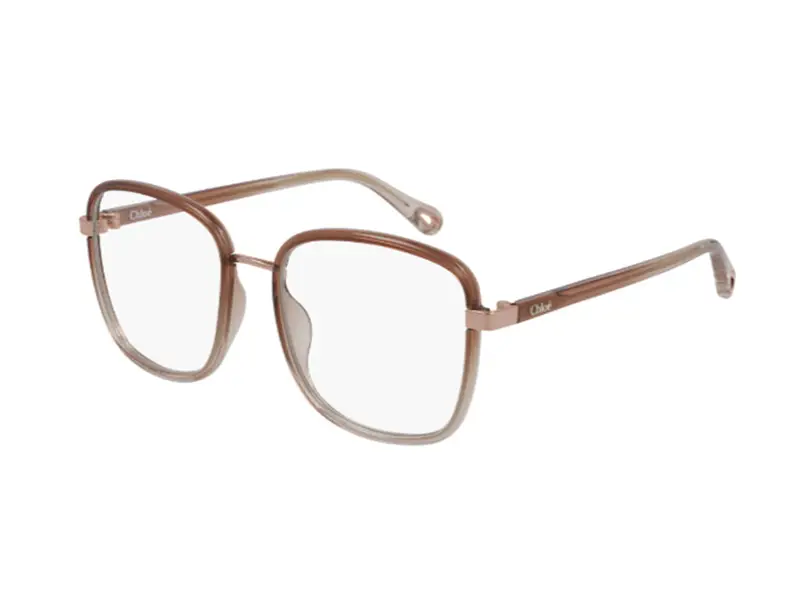 Chloé Donna CH0034O 001 Montature da vista Iniettato Arancione Trasparente Squadrata