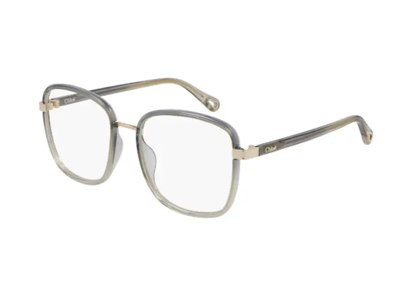 Chloé Donna CH0034O 007 Montature da vista Iniettato Grigio Trasparente Squadrata