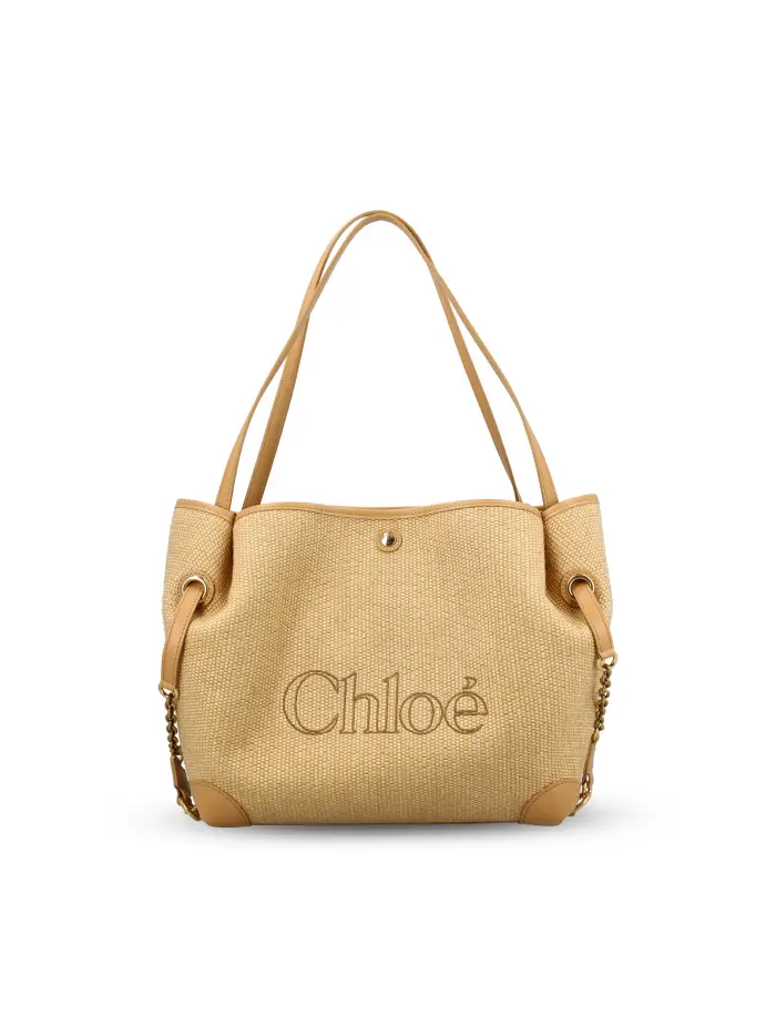 Borsa realizzata in cotone BEIGE