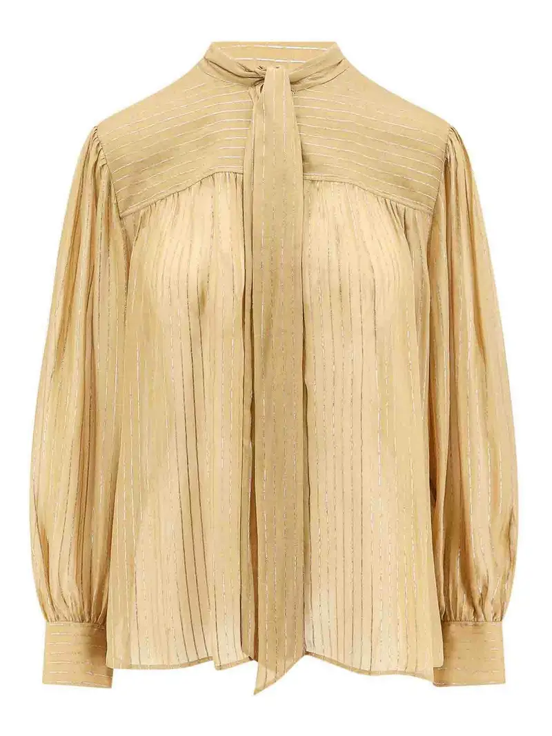 Chloe' Camicia in seta con dettagli in lurex Beige