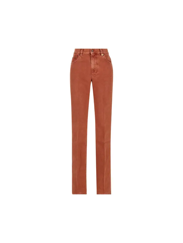 Jeans dritti in denim di cotone biologico ROSSO