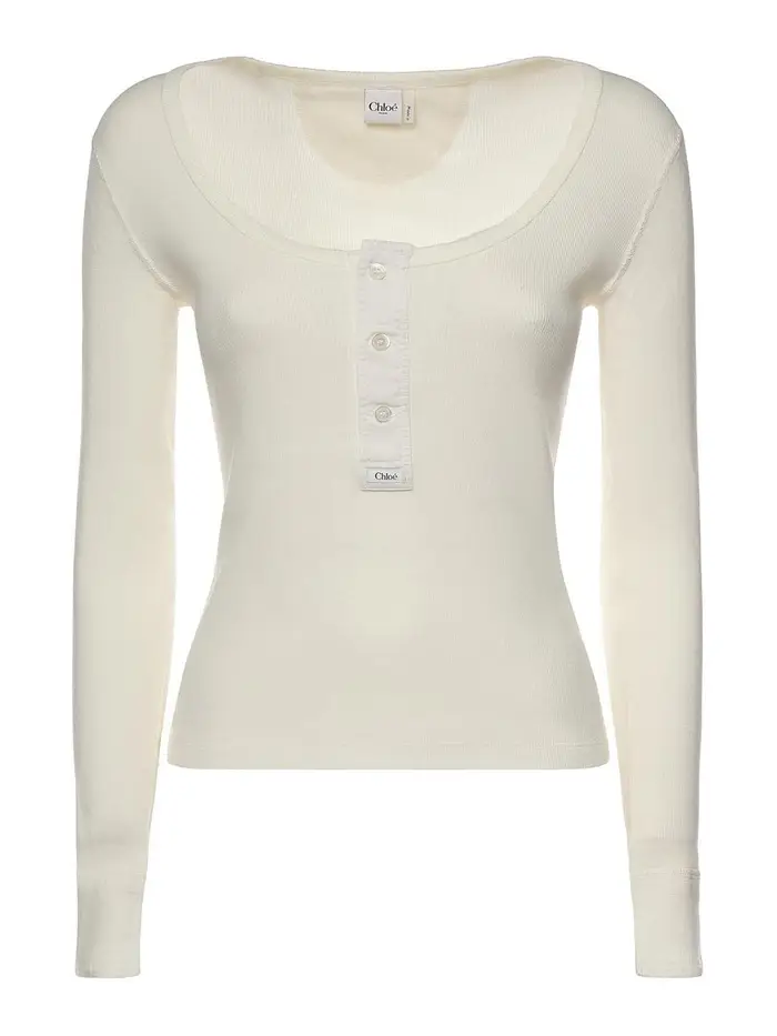 Chloe Serafino in jersey di cotone Bianco