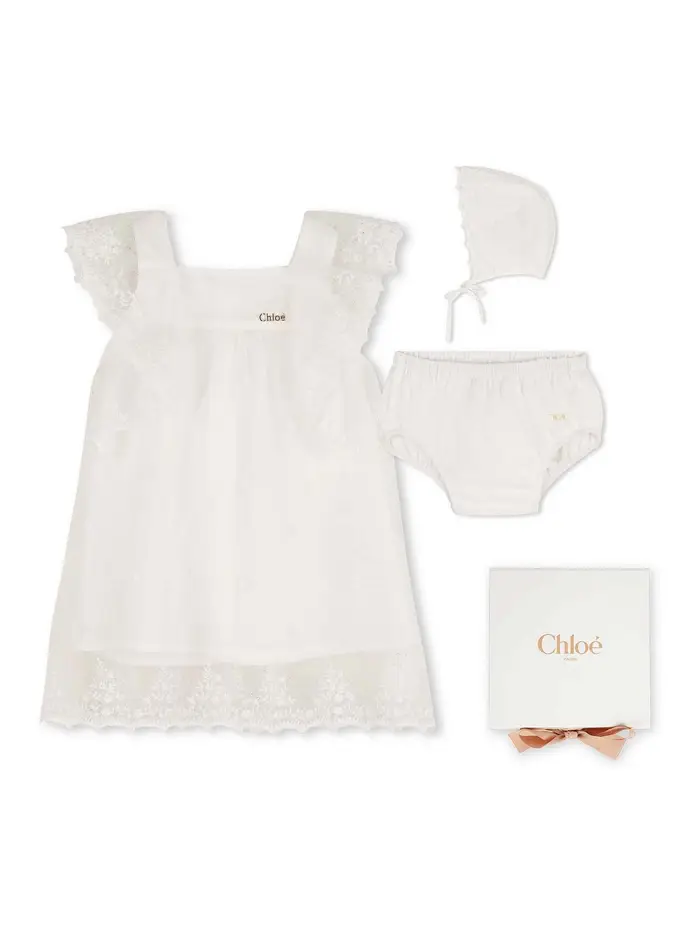 Chloe Set Vestito Con Logo Bianco