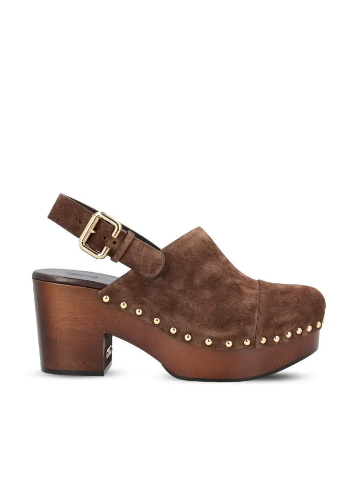 Zoccoli realizzati in pelle MARRONE