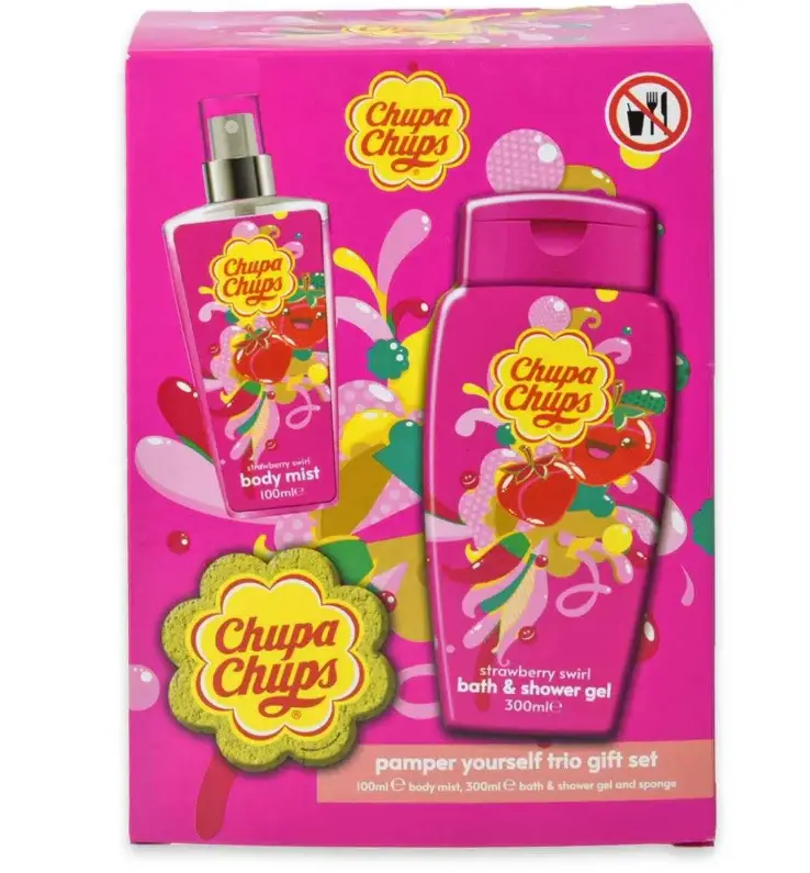 Chupa chups b.schiuma fragola 300 ml + acqua profumata fragola 100 ml + spugna