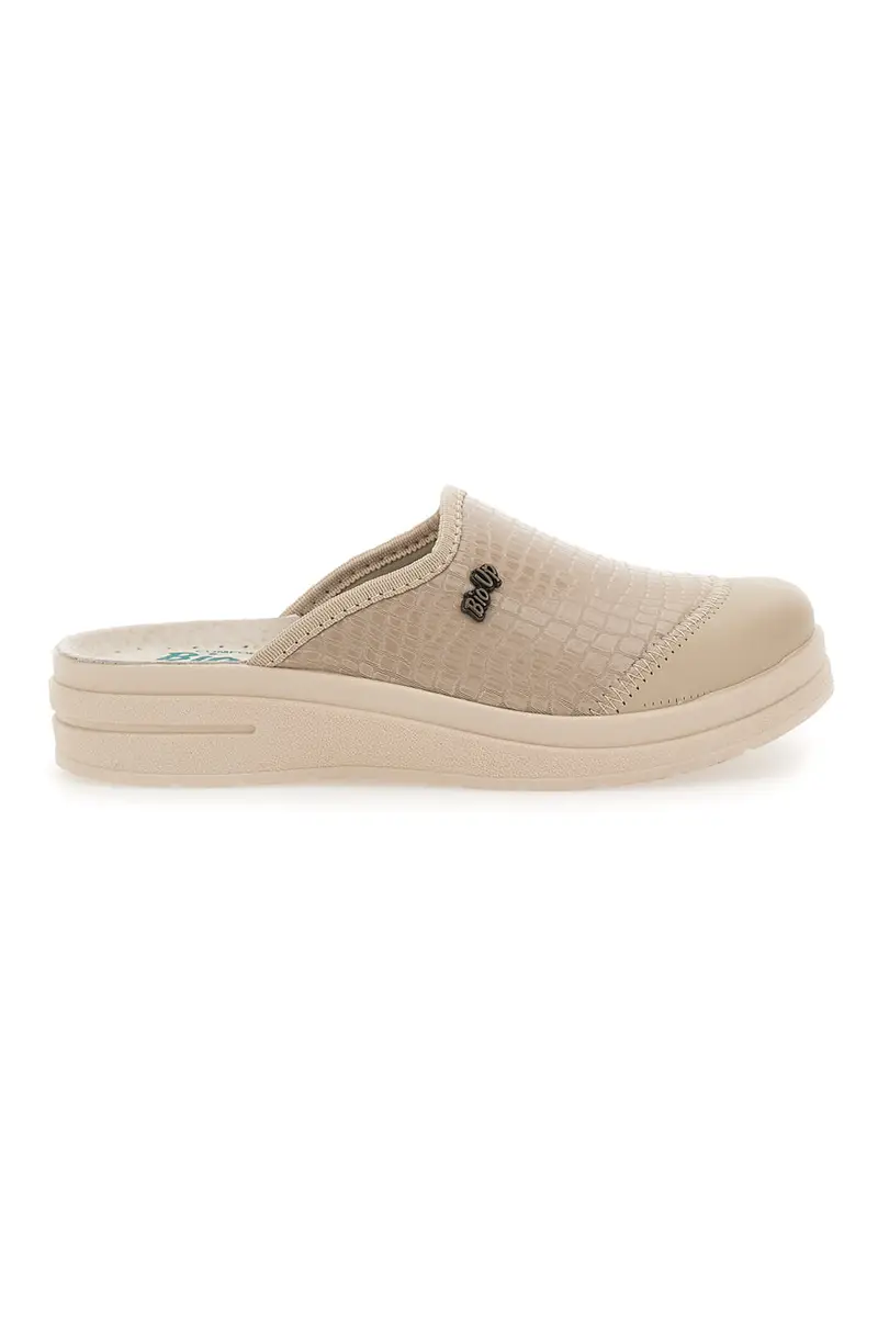 BIO UP Ciabatte Beige con Tomaia in Pelle Effetto Lucido 753