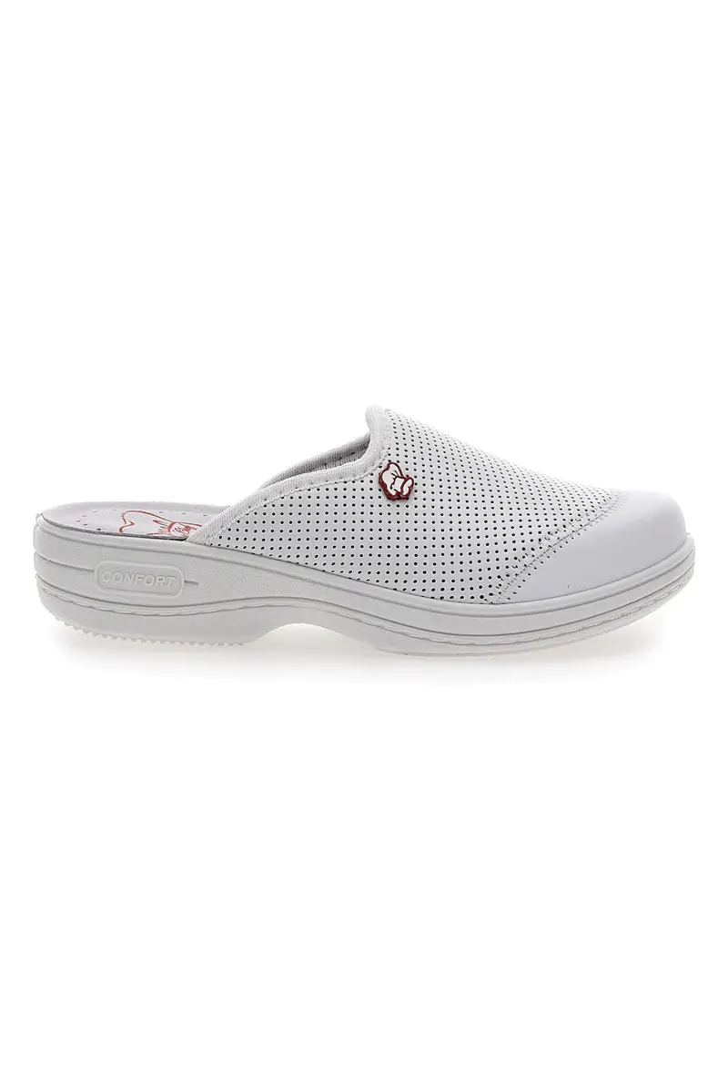 MRS CHEF Ciabatte da Lavoro Bianche In Vera Pelle Made In Italy 553