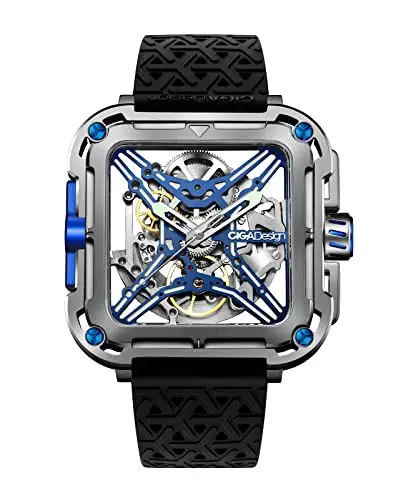 CIGA Design Orologio Automatico Uomo - X Series SUV Titanio Orologio da Polso Meccanico con Design Scheletro, Quadrato