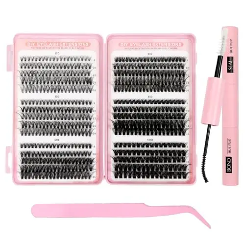 Augesak Ciglia Finte Ciuffetti, 580 Pezzi Kit Extension Ciglia, 30-40-50-60-80-100D Lash Cluster, Ciuffetti Ciglia Finte Kit per