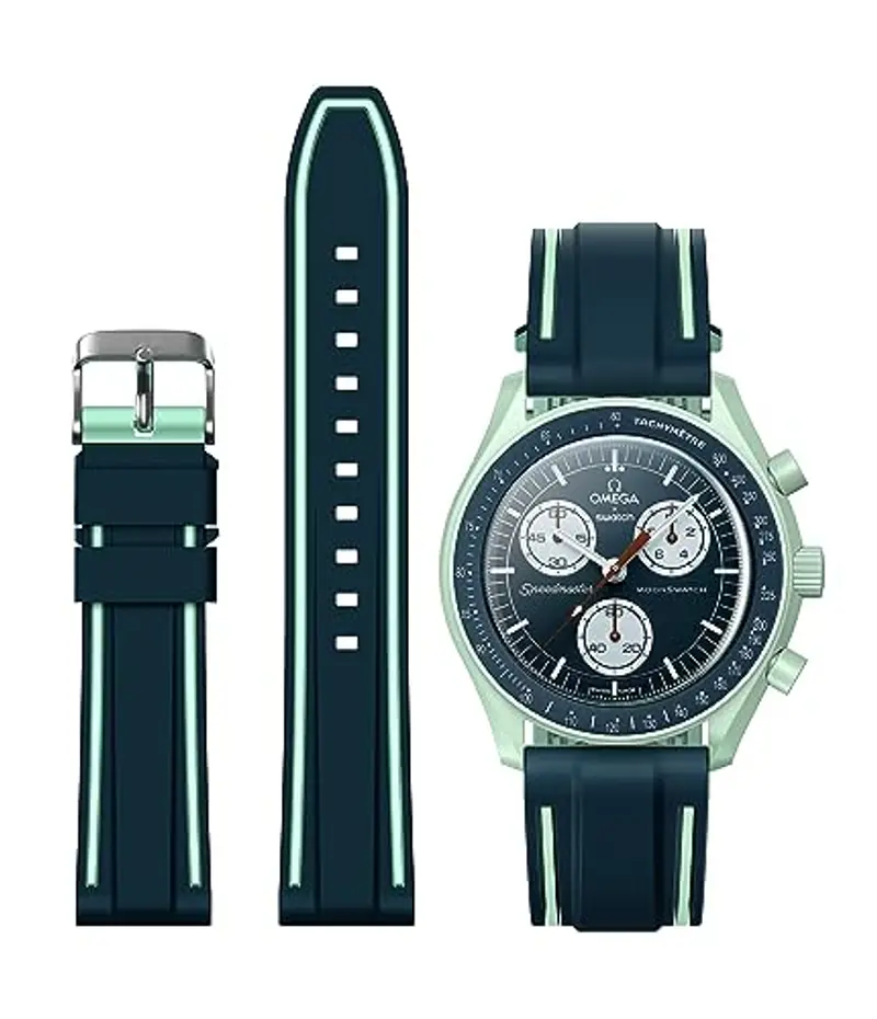 Stanchev Cinturino per Omega x Swatch MoonSwatch/Rolex Orologio/SEIKO Orologio 20mm, Rilascio Rapido Cinturino in silicone di ricambio per