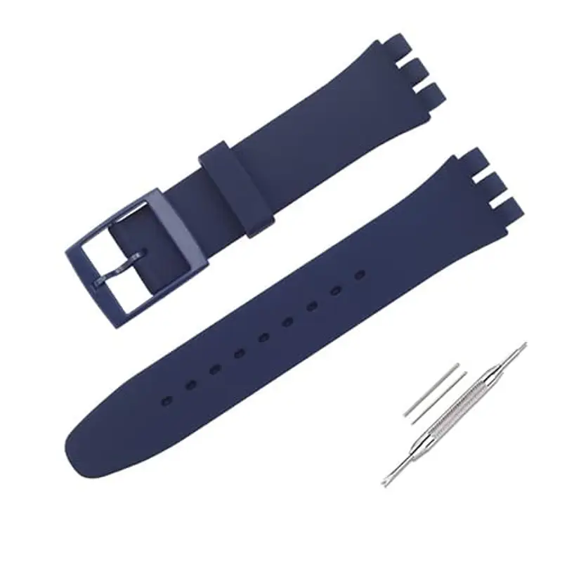 OLXIYOC Cinturino per orologio da polso in silicone impermeabile, cinturino orologio (17mm, blu navy)