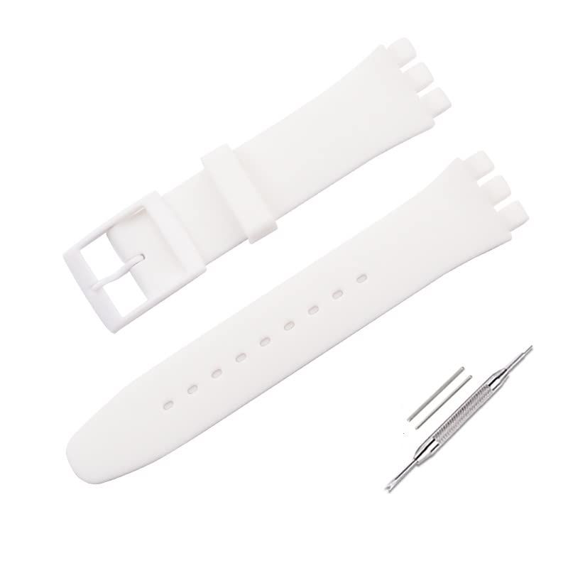 OLXIYOC SWATCH - Cinturino Orologio Polso Bianco in Silicone 19mm