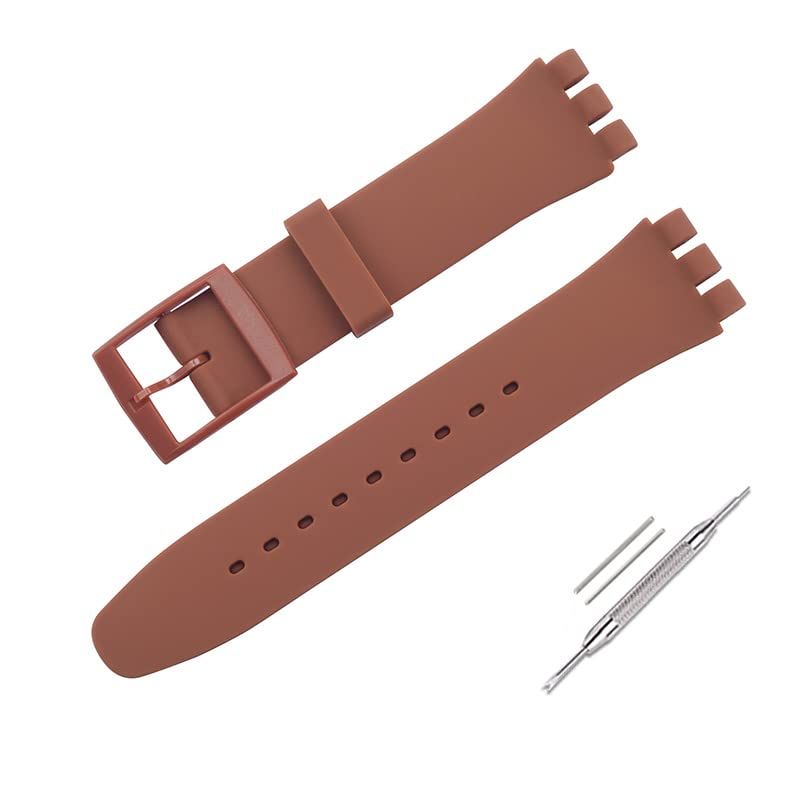 OLXIYOC SWATCH - Cinturino Orologio Silicone Marrone 19mm