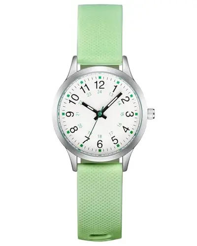 CIVO Orologio Bambino Bambina Analogico: Verde Cinturino Silicone Orologio da Polso Bambini 5-12 Anni - Facile da