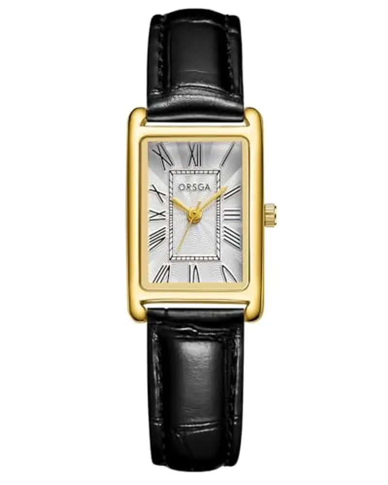 CIVO Orologio Donna Rettangolare Piccolo: Cinturino Pelle Nero Orologio da Polso Analogico Quarzo - Vintage Orologi Donna Numeri Romani