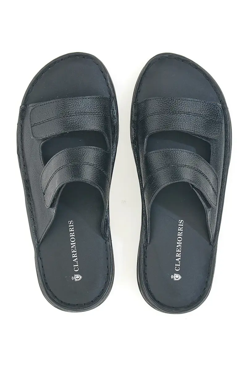 CLAREMORRIS Ciabatte nere con doppio strappo e suola antiscivolo 2011ZER [NERO]