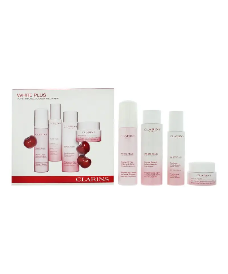 Clarins Set White Plus Emulsione 75 ml + White Plus Schiuma Detergente 150 ml + White Plus Lozione Viso 200 ml + White Plus Maschera Viso
