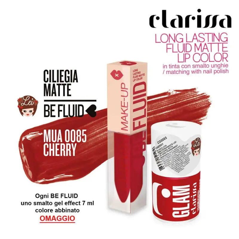 Clarissa Be fluid lip color cherry ciliegia matte 4 ml