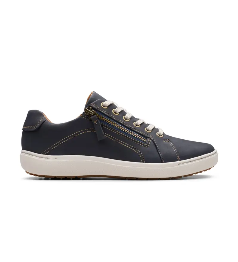 Clarks per donna 26163570 Sneakers in pelle blu navy Nalle Lace (37 5), Basso, Stringhe, Cerniera, Casual