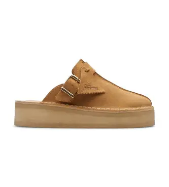 Clarks per donna 26175870 Zoccoli in pelle marrone TrekWedge, 3 a 5cm, Camoscio, Nessuno, Casual