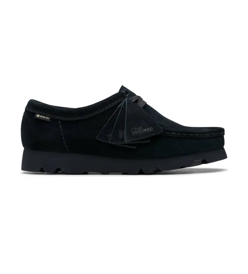 Clarks per donna. 26179258 Scarpe Wallabee.GTX in pelle nera, Nero, Basso, Stringhe, Casual
