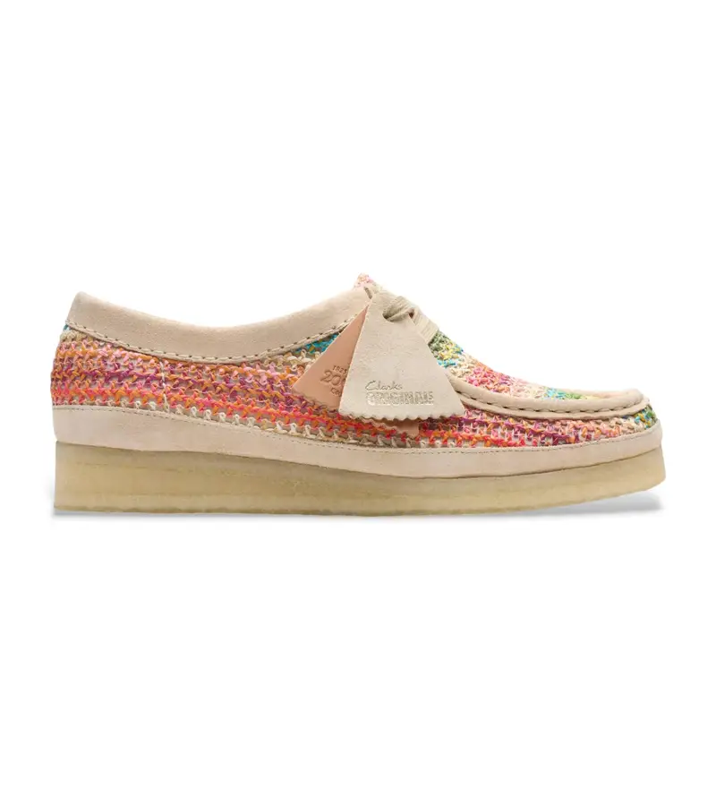 Clarks per donna 26180170 Scarpe Wallabee multicolori, Tessuto, 1 a 3 cm, Stringhe, Casual, Multicolore