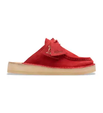 Clarks per donna 26180182 Scarpe zoccolo in pelle DSRTNomad rosse, Rosso, Basso, 1 a 3 cm, Camoscio, Casual