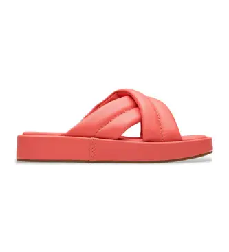 Clarks per donna 26181183 Sandali Alda Glide in pelle corallo, 1 a 3 cm, Nessuno, Casual