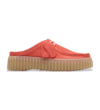 Clarks per donna 26181194 Zoccoli in pelle corallo Torhill, 3 a 5cm, Nessuno, Casual Marrone