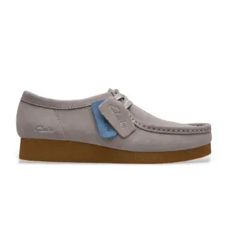 Clarks per donna 26181477 Scarpe in pelle grigia WallabeeEVOSh, 1 a 3 cm, Camoscio, Stringhe, Casual, Grigio