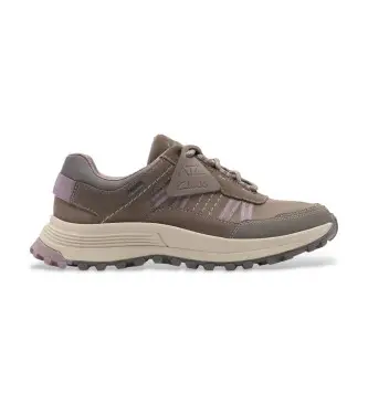 Clarks per donna 26183715 Scarpe da ginnastica ATL Trek GORE-TEX in pelle beige, Basso, Nubuck, Stringhe, Casual, All aperto Grigio