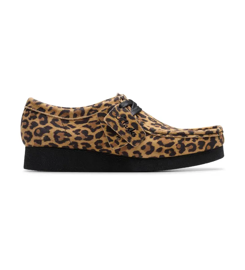 Clarks per donna 26184612 Scarpe in pelle con stampa animalier WallabeeEVOS (37 5), Basso, Stringhe, Casual, Animal Print