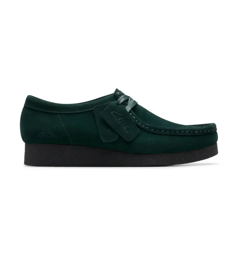 Clarks per donna. 26184613 Scarpe in pelle nera WallabeeE VOS, Nero, Basso, Stringhe, Casual Verde