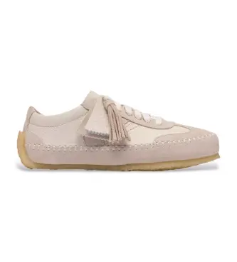 Clarks per donna 26185702 Sneakers Tor Low in camoscio beige, Basso, Stringhe, Casual