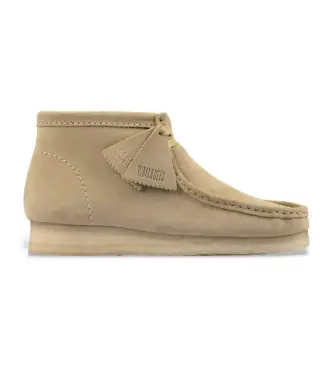Clarks per uomo 26155516 Stivaletti Wallabee in pelle beige, Basso, Camoscio, Stringhe, Casual