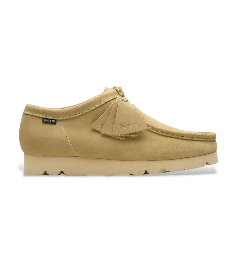 Clarks per uomo 26179252 Scarpe in pelle beige Wallabee Gore-Tex, Basso, Stringhe, Casual