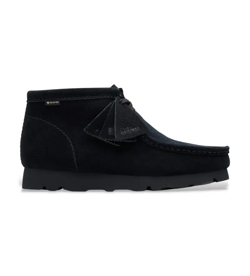Clarks per uomo 26179256 Scarpe in pelle Gore-Tex Wallabee nere, Nero, Basso, Stringhe, Casual