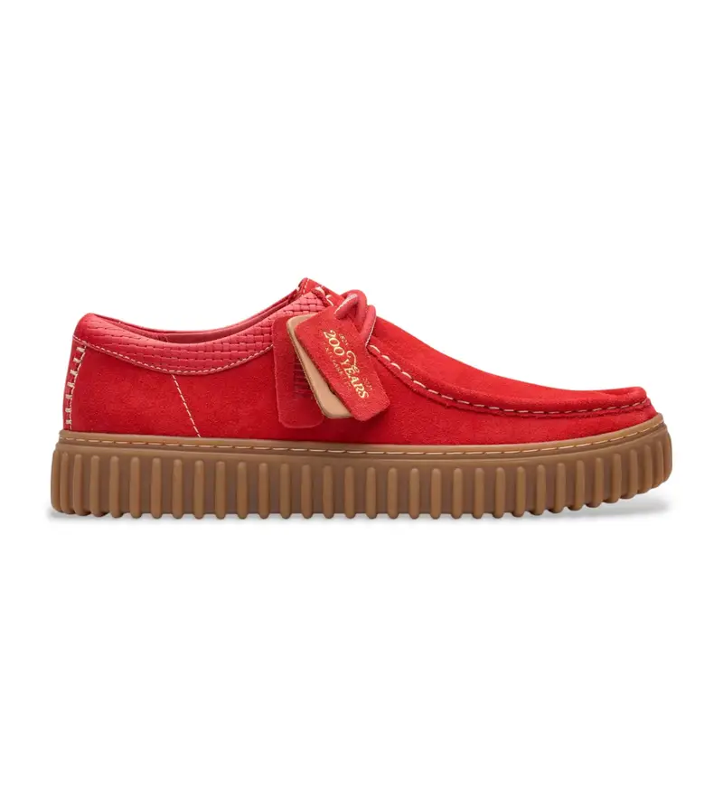 Clarks per uomo. 26180908 Scarpe in pelle rossa Torhill Lo, Rosso, Basso, Camoscio, Stringhe, Casual