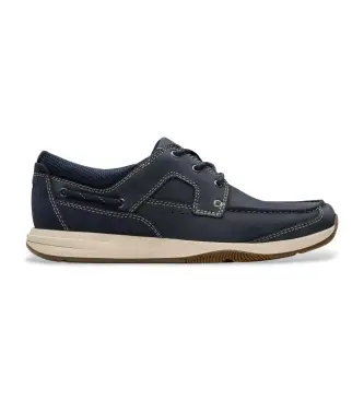 Clarks unisex 26176972 Scarpe da barca in pelle blu navy Sailview Lace, Basso, Stringhe, Casual