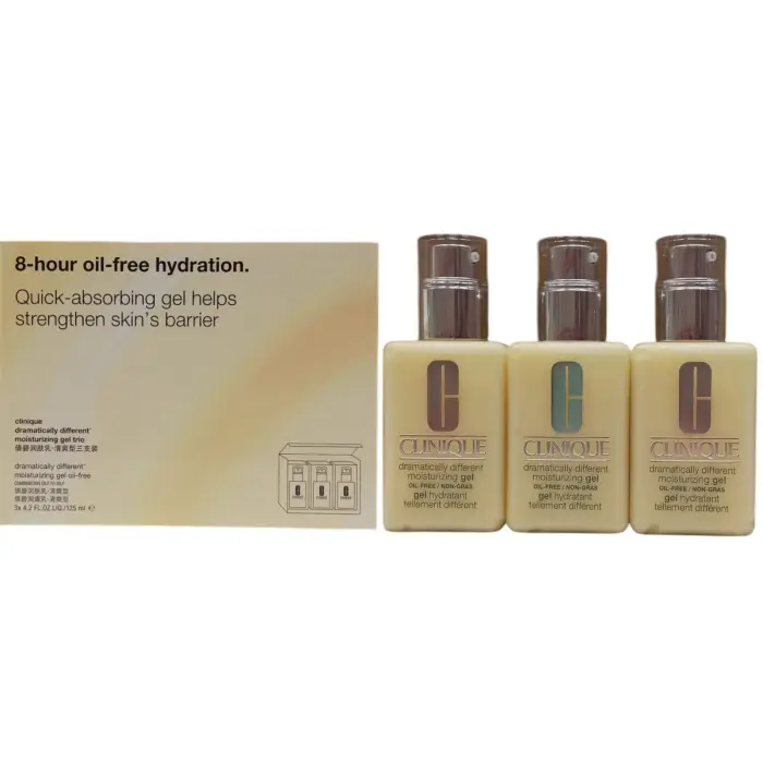 Clinique Set Trio Gel Idratante Giorno & Notte Drammaticamente Diverso per la Cura del Viso Senza Parabeni 3 pezzi 125 ml