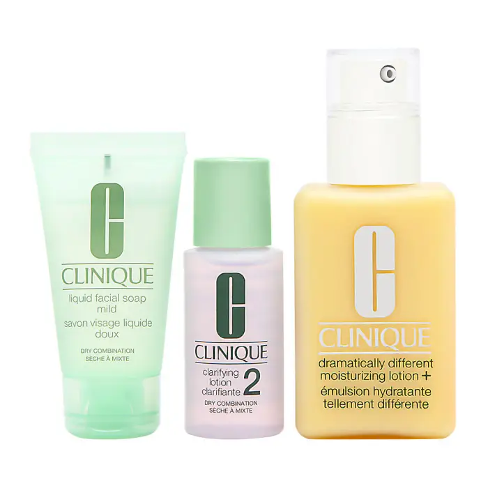 Clinique Great Skin Start Here 3 Step Set Dramatically Different+ Lozione Idratante Senza Fragranza Giorno & Notte Per Viso 125 ml + Sapone