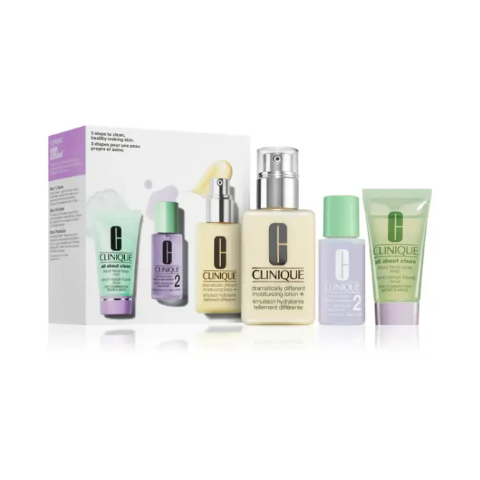 Clinique Set Trio Gel Idratante Giorno & Notte Drammaticamente Diverso per la Cura del Viso Senza Parabeni 3 pezzi 125 ml